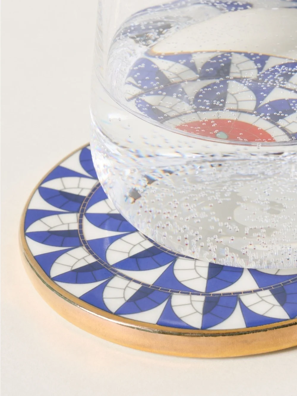 Bistro Tile Stoneware 24k Gold Accent Italia Coaster - Blue